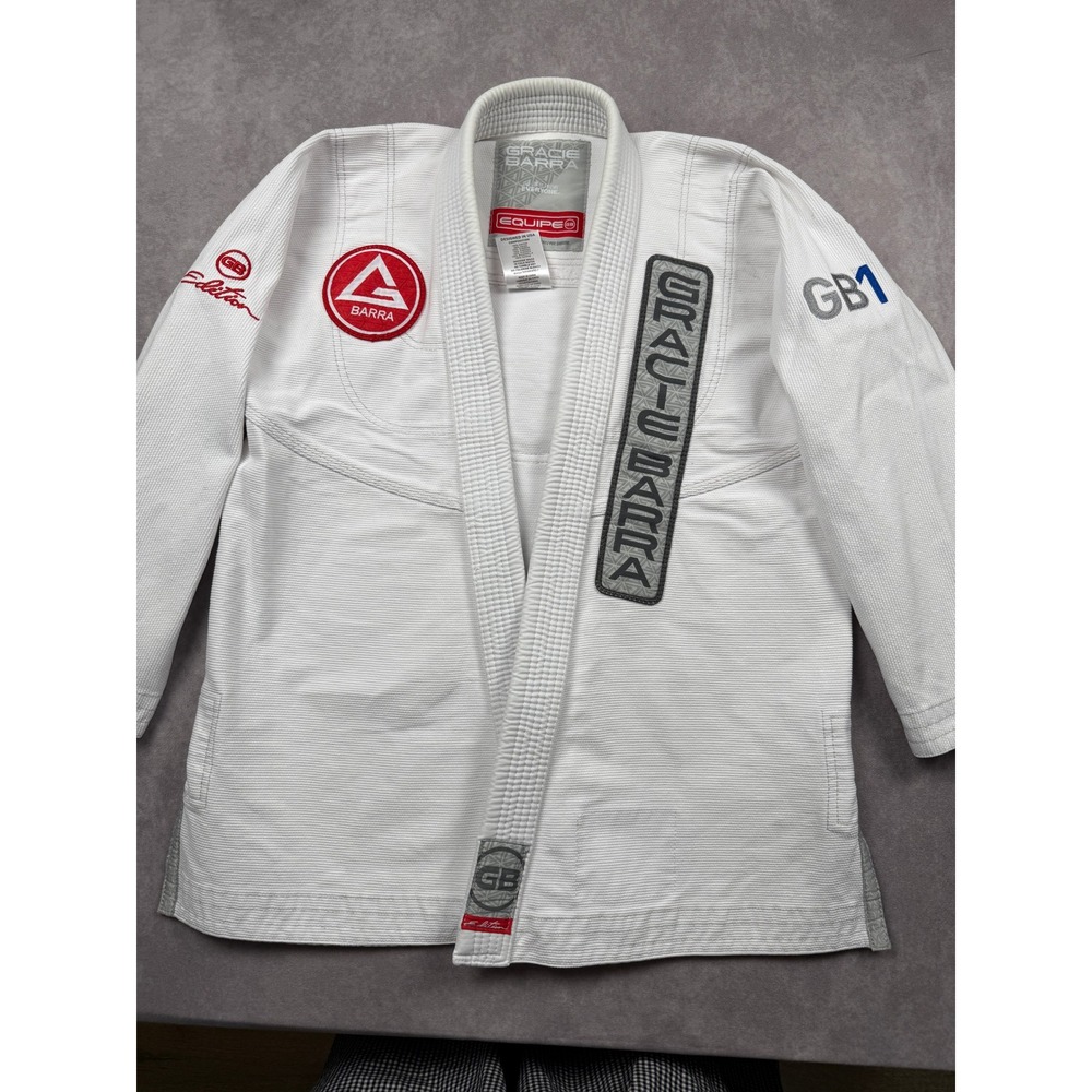 Gracie Barra Equipe GB Edition BJJ Gi Kimono Top Jacket White Adult A1 Jiu Jitsu